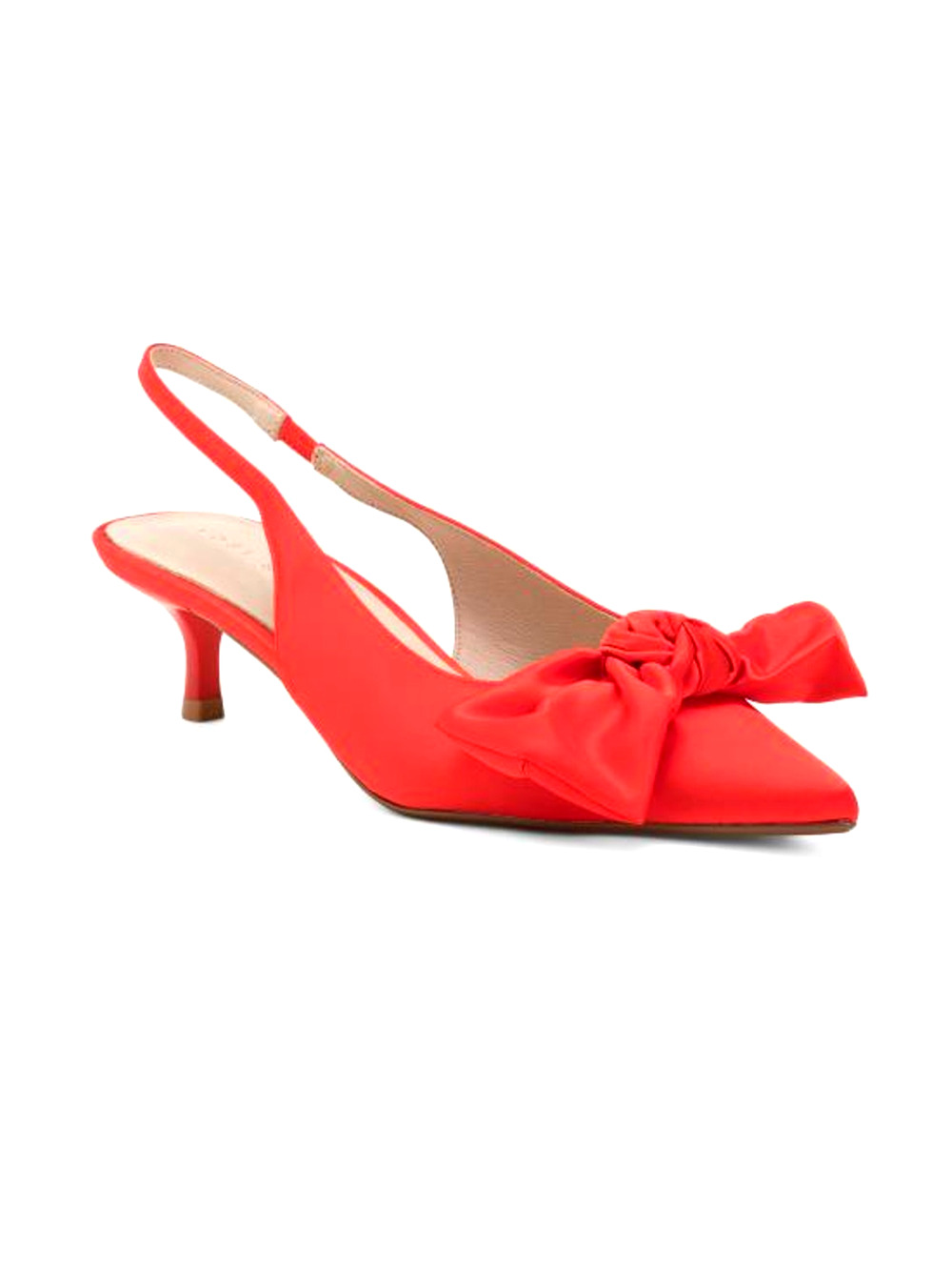 NEW Yosi Samra Elise Slingback Bow Kitten Heel Pumps Red Womens Size 6.5